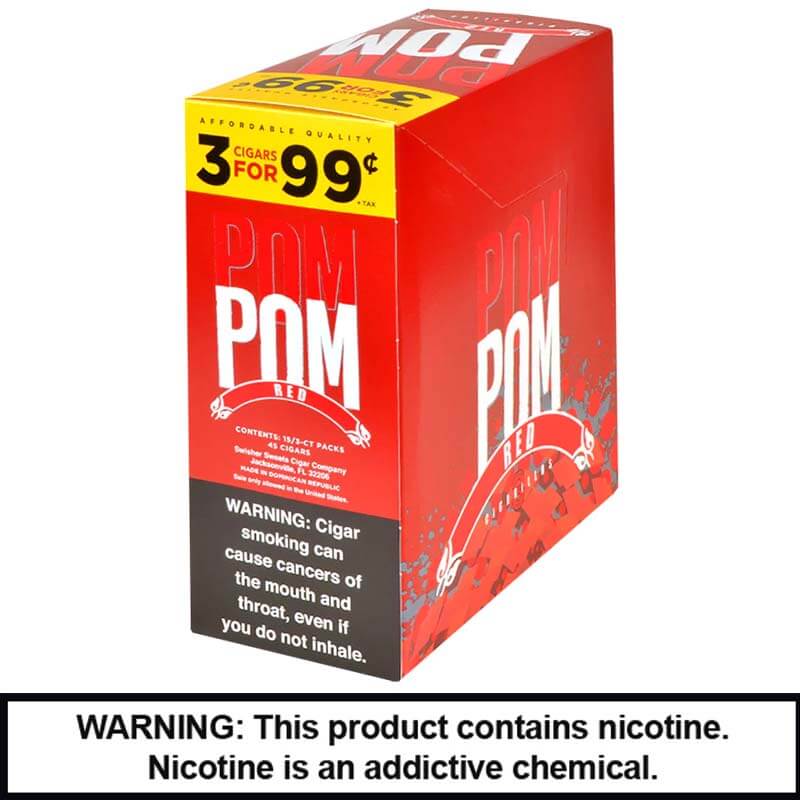 Pom Pom Rolled Cigars (3 For $0.99) | 3 Pack | 15 Count Display | Red product image